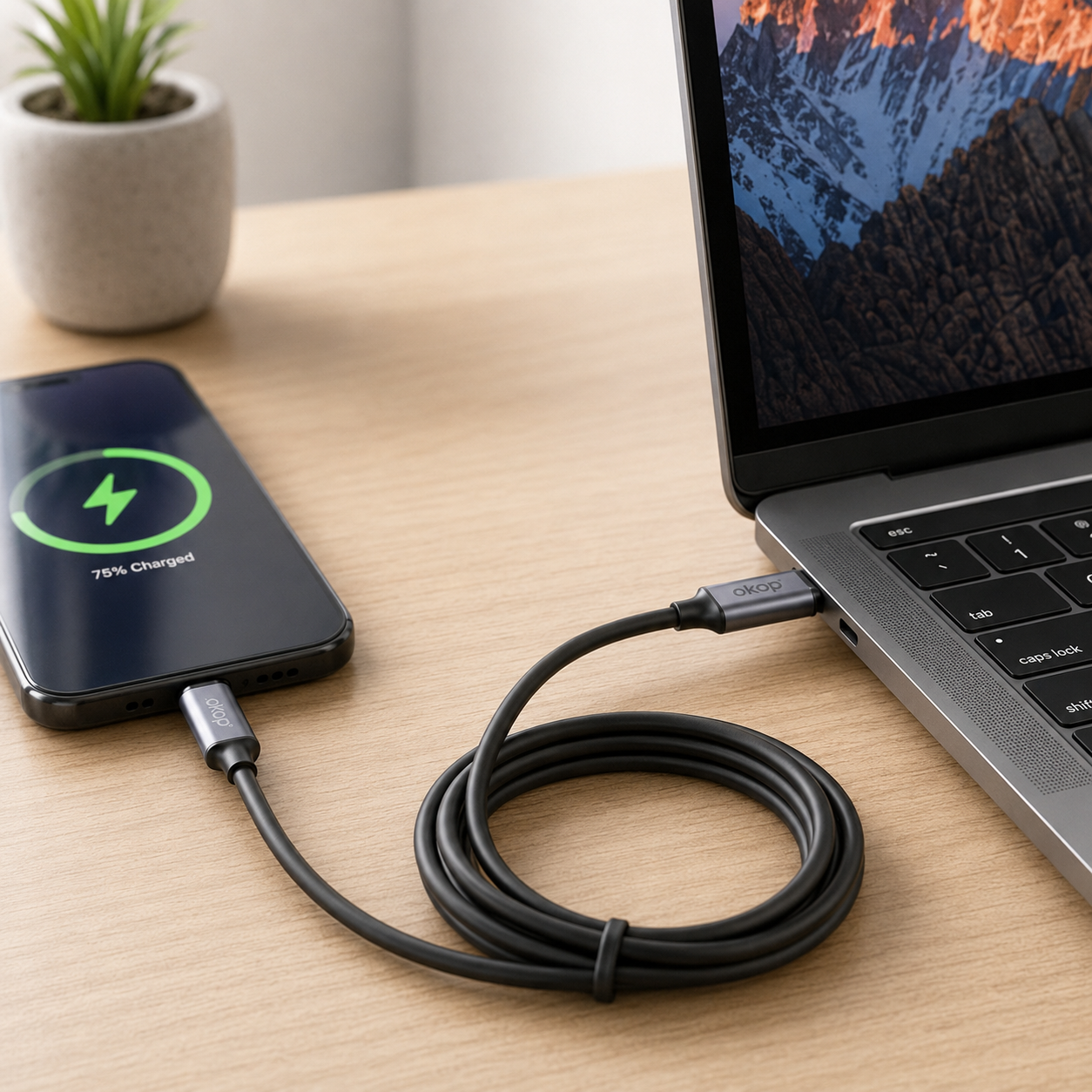 Cable USB-C a USB-C OKOP 65W