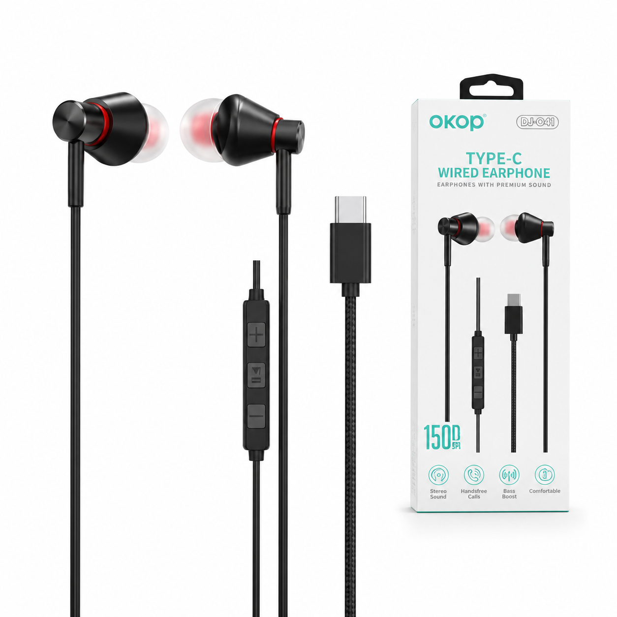 Audífonos In-Ear OKOP tipo C color negro