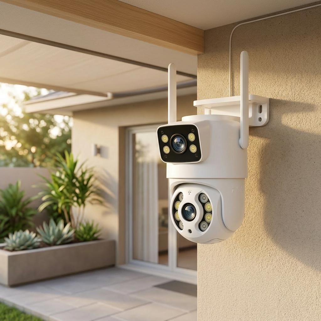Cámara de Seguridad Doble Lente Exterior – Monitoreo Inteligente 360