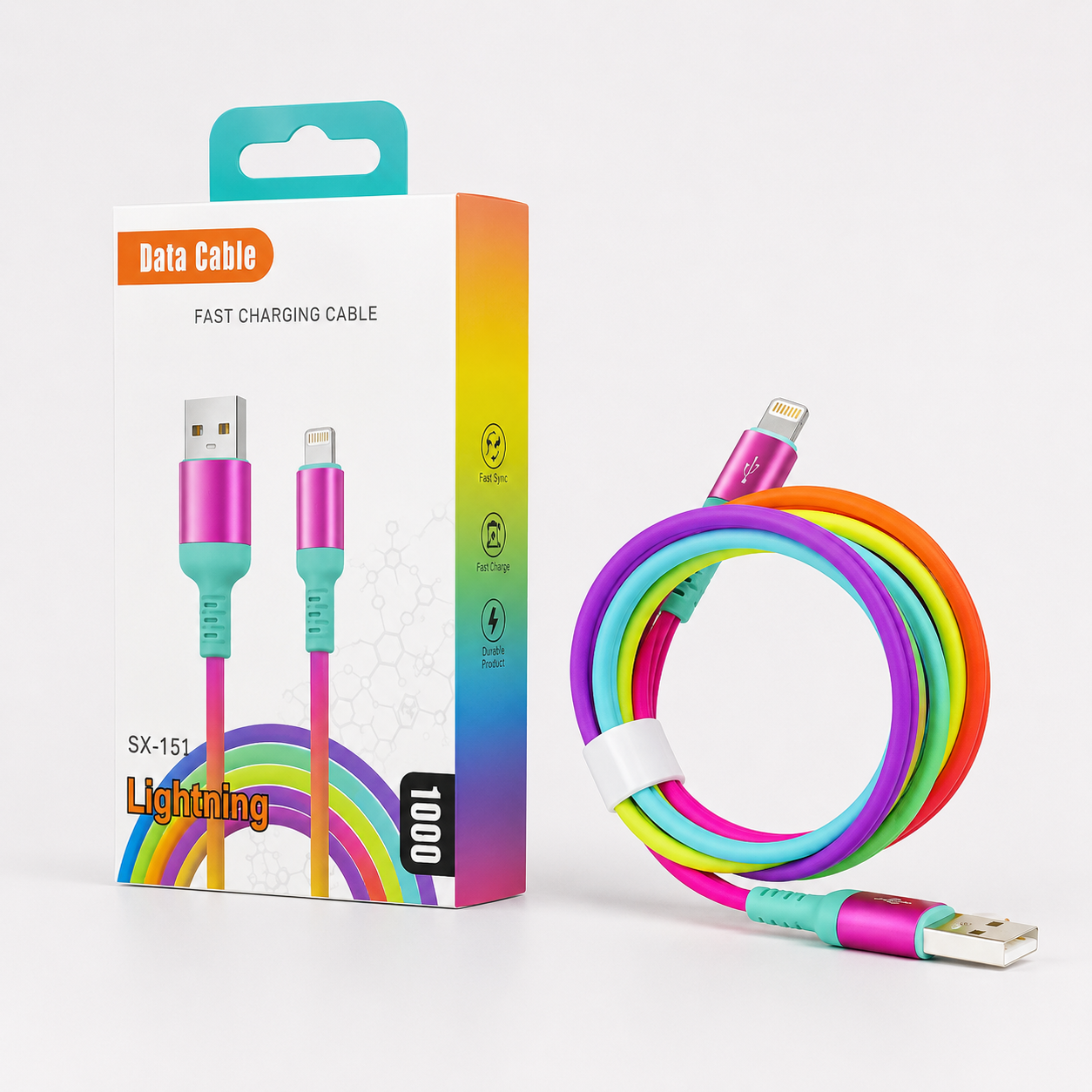 Cable De Carga Rápida Arcoíris Para iPhone