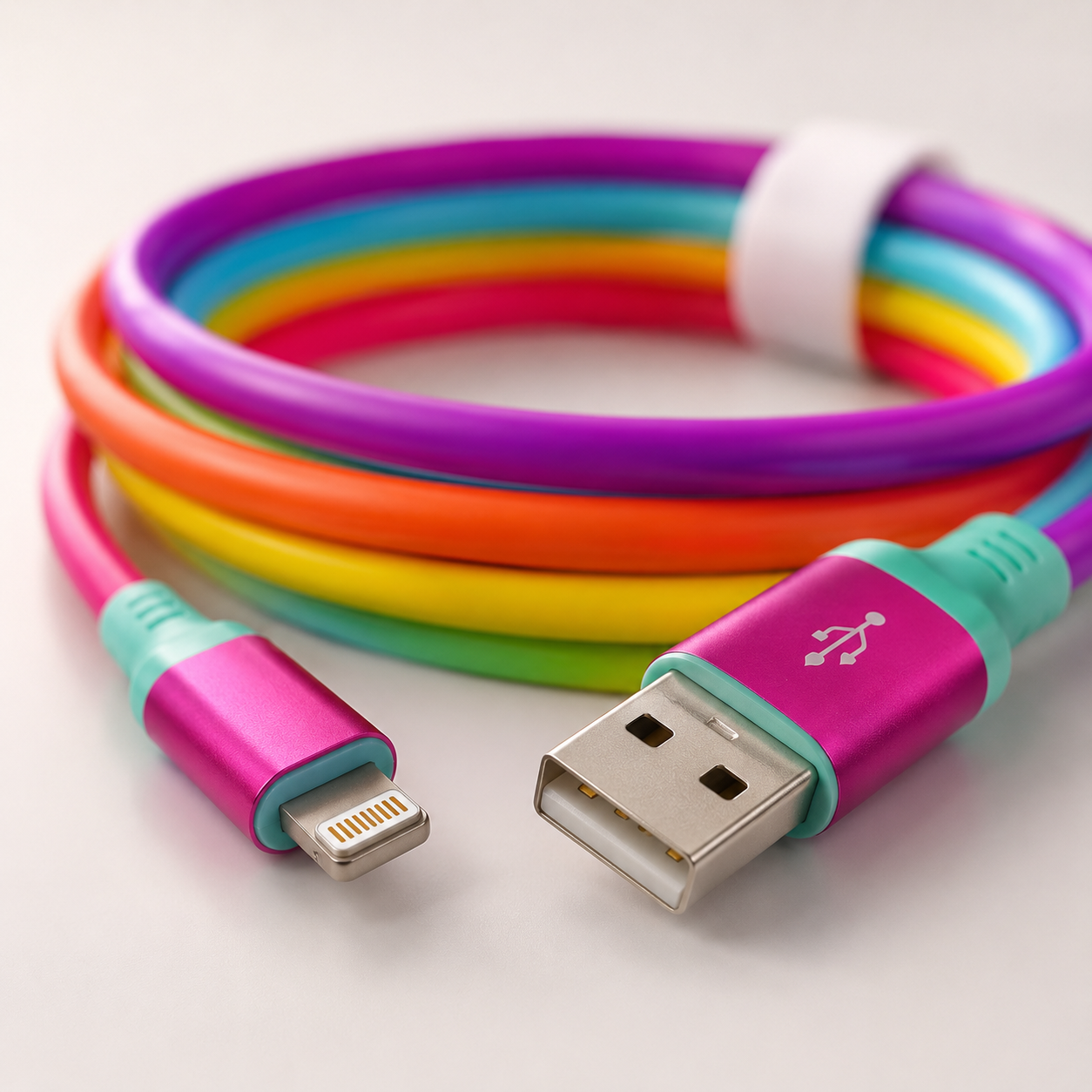 Cable De Carga Rápida Arcoíris Para iPhone