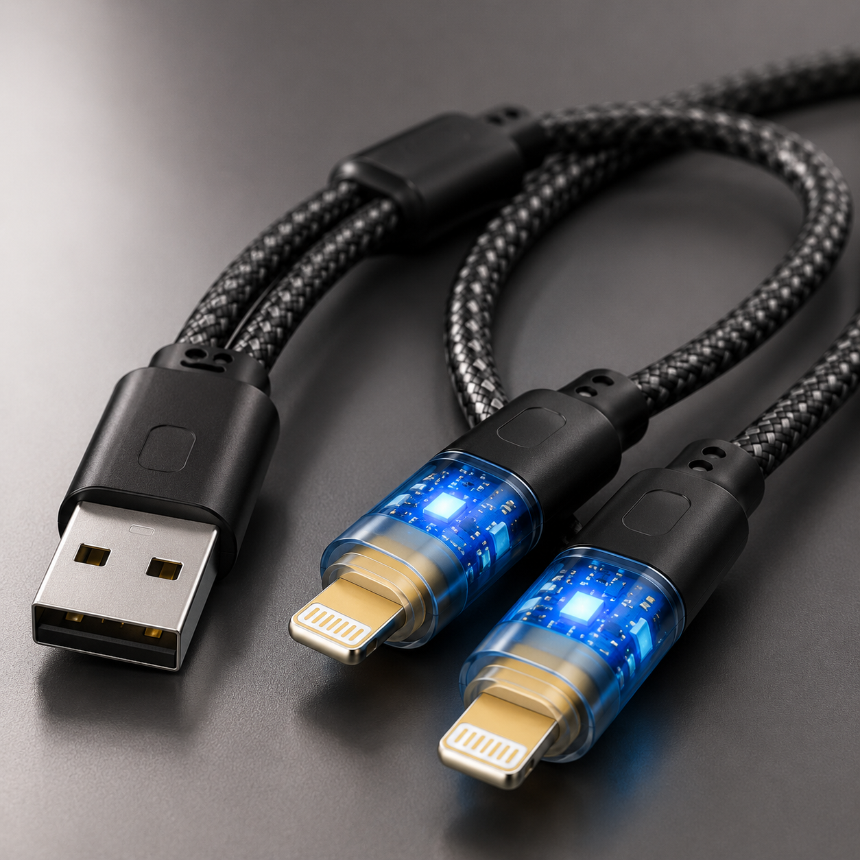 Cable 2 En 1  Entrada USB-C y USB con Salida Lighting