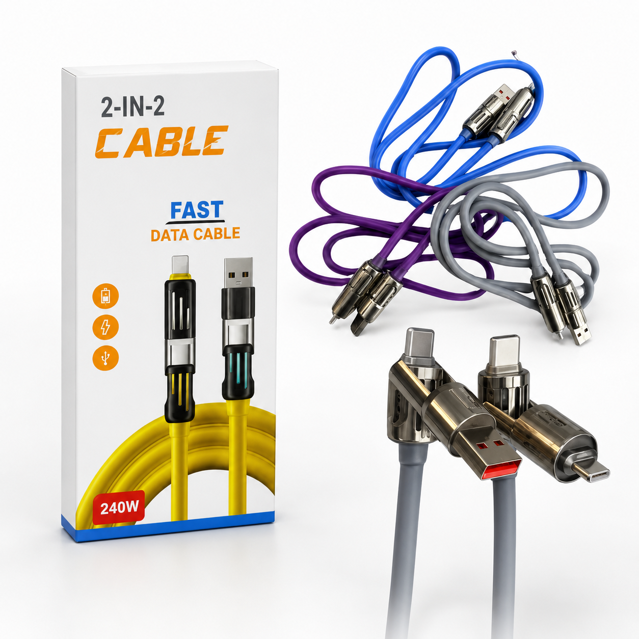 Cable USB-C a USB/Lighting Siliconado
