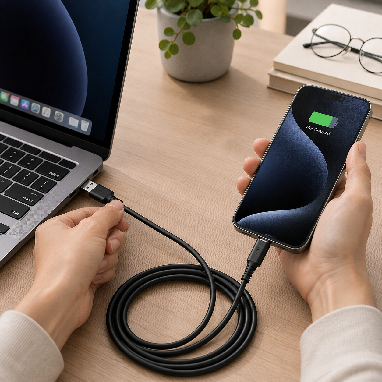 Cable 2 en 1 USB+C+Lightning